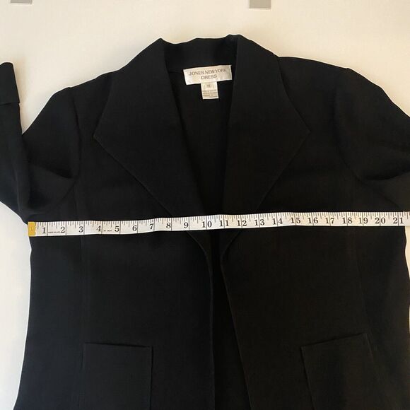 Jones New York Open Front Blazer Jacket Black SZ 14 Crepe Career Church Suit - Picture 7 of 10